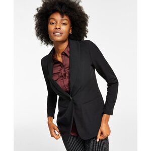 Alfani Womens Medium Single Button Shawl Collar Blazer Suit Jacket in Deep Black